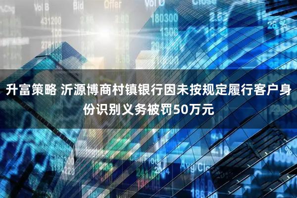 升富策略 沂源博商村镇银行因未按规定履行客户身份识别义务被罚50万元