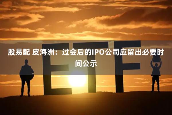 股易配 皮海洲:过会后的IPO公司应留出必要时间公示
