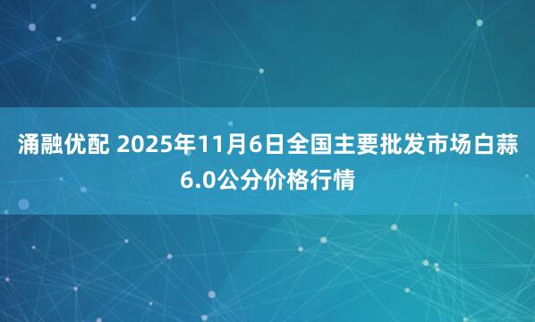 涌融优配 2025年11月6日全国主要批发市场白蒜6.0公分价格行情
